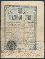 1862 Rohonc, Kétnyelvű igazolási jegy házaló számára Vas megye címerével, bélyegzőjével, 60+6+6 kr okmánybélyeggel