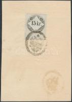 1860 Igazolási jegy, hátoldalon 15 kr okmánybélyeggel / ID