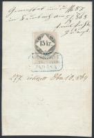 1868 Magyar Királyság által kiállított igazolási jegy, rajta Vas megye németújvári járásának bélyegz...