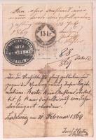 1868 Magyar Királyság által kiállított igazolási jegy, rajta Vas megye németújvári járásának bélyegz...