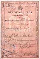 1866 Magyar Királyság által kiállított igazolási jegy, hátoldalon 15+10+5 kr okmánybélyeggel