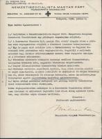1938 A Magyar Nemzeti Szocialista Párt, Hungarista Mozgalom szervezési utasítása, hivatalos levél Málnási Ödön főszéktartó saját kezű aláírásával, 29×23 cm