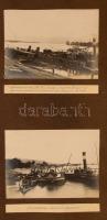 1914 Az Erzsébet Királyné hajó Ogradinánál, ahol a szerbek az I. világháború kitörésekor elsüllyesztették 4 db érdekes feliratozott fotó (16x12 cm) kartonlapon. Egyik képen az MFTR Böős hajó is / Hungarian steamer Erzsbet Kiralyne, sunk by the Serbians