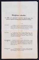 1868 Ideiglenes utasítás az 1868. évi szeptember 1-én életbe léptetett magy. kir. vasúti és hajózási főfelügyelőség hatáskörét illetőleg, 34x21cm
