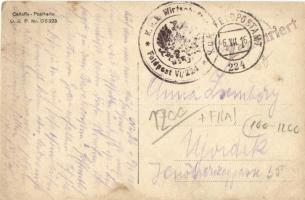 1916 Első világháborús lovaskatona karddal, régi fotóképeslap, K.u.K. katonai bélyegzővel, K.u.K. Fe...