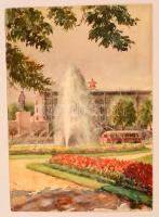 Sostarics Lajos (1896-1968): Városliget SZOT színház. Akvarell, papír, jelzés nélkül, 30x23 cm