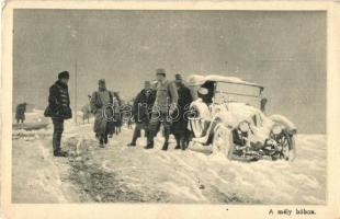 A mély hóban a Képes Újság húsvéti ajándéka olvasóinak / military automobile in the snow, WWI, K.u.K. soldiers (EK)