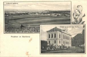Slavkov u Brna, Austerlitz; Zimní hospodarska skola / Winter Economic School, Art Nouveau (cut)