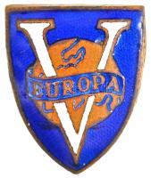 1941. "Magyar Megújulás Nemzetiszocialista Pártszövetség" zománcozott Br jelvény (17x20mm) + "Európa Győzelme a Jövő Békéje!" propaganda plakát, bélyegzéssel, hátoldalán bélyegekkel T:2,II