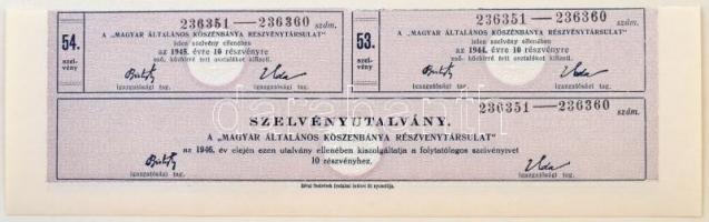 Budapest 1926. "Magyar Általános Kőszénbánya Részvénytársulat" tíz részvénye egyenként 200...