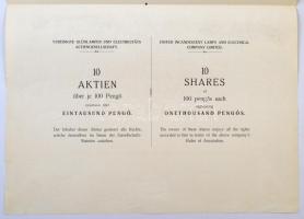 Újpest 1930. "Egyesült Izzólámpa és Villamossági Részvénytársaság" tíz részvénye összesen ...