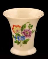 Herendi virágmintás mini váza, porcelán, kézzel festett, jelzett, 5x5cm