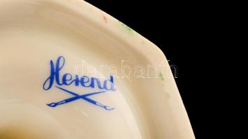 Herendi virág mintás gyertyatartó, kézzel festett, jelzett, hibátlan, m: 6,5 cm