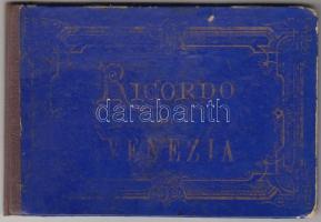 cca 1890 Ricordo di Venezia. 22 litografált képet tartalmazó kihajtható leporelló / Leporello with 22 lithographic images. 11x17 cm