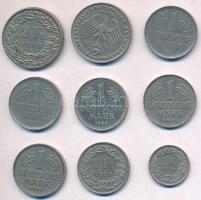 Vegyes: NSZK 1950-1988. 1M (5xklf) + 2M + Svájc 1968. 2Fr + 1969. 1Fr + 1978. 1/2Fr T:2,2-
Mixed: F...