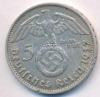 Német 3. Birodalom 1937D 5M Ag "Hindenburg" T:2,2- ph. German Third Reich 1937D 5 Marks Ag "Hindenburg" C:XF,VF edge error