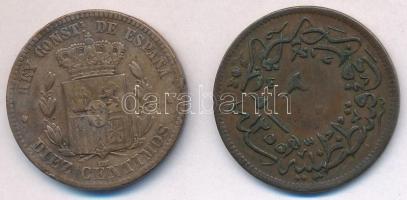 Vegyes: Oszmán Birodalom 1839. (1255/21) 20p Br + Spanyolország 1877OM 10c Br "XII. Alfonz"...