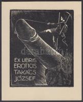 Jelzés nélkül: Erotikus ex libris Takács József. fametszet, papír, 9×7 cm