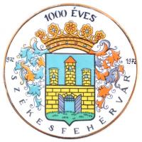 1972. "1000 éves Székesfehérvár 972-1972" jelzett Hollóházi porcelán plakett (88mm) T:2