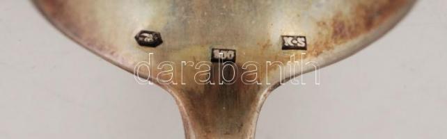 Ezüst teáskanál eredeti díszdobozban , Ag., nettó:110gr., jelzett (cca 1930), 6db, 15cm / Silver tea...