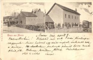 Mosko; 'Gruss aus Mosco', street with K.u.K. soldiers and military barracks (EK)