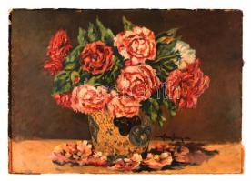 Újházy jelzéssel: Virágcsendélet. Olaj, falemez, 39×54 cm
