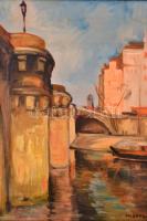 Gombos jelzéssel: Híd. Olaj, vászon, keretben, 42×30 cm