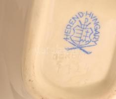 Herendi Viktória mintás leveles tálka, kézzel festett, jelzett, kopásnyomokkal, 15,5×8×4 cm