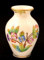 Herendi Viktória mintás mini váza, kézzel festett, jelzett, hibátlan, m: 6 cm