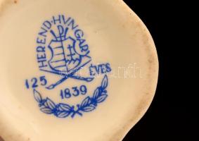 Herendi Viktória mintás mini váza, kézzel festett, jelzett, hajszálrepedéssel, m: 7 cm