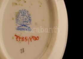 Herendi Viktória ovális hamuzó tálka, kézzel festett, jelzett, hibátlan, 9x6 cm