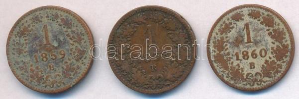 1858B 1kr Cu + 1859B 1kr Cu + 1860B 1kr Cu T:2-,3 patina