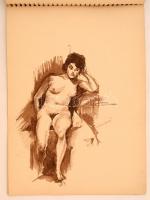 Szőnyi Jenő (1902-?): 2db vázlatfüzete sok rajzzal. Tus, papír, jelzett, 32x24 cm