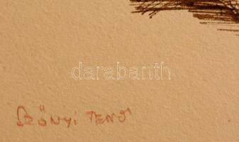 Szőnyi Jenő (1902-?): 2db vázlatfüzete sok rajzzal. Tus, papír, jelzett, 32x24 cm