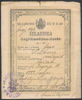 1901 Ogulin, régi személyi igazolvány Legitimationskarte / Croatian ID / Izkaznica