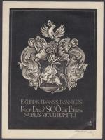 (Radványi)-Román Károly (1900-1957): Ex libris Soó Rezső Fametszet, papír, jelzett, 20x15 cm