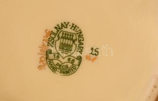 Zsolnay pillangómintás ékszertartó doboz, kézzel festett, jelzett, hibátlan, 10x10x6 cm