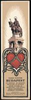 cca 1930 "Venez visiter Budapest", fényképes, díszes francia nyelvű reklám könyvjelző