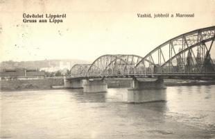 Lippa, Lipova; Vashíd, Maros folyó / iron bridge, river Maros