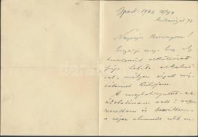 1942 Zichy János gróf (1868-1944) korábbi külügyminiszter kézzel írt részvétnyilvánító levele azonosítatlan címzetthez, 4 p.
