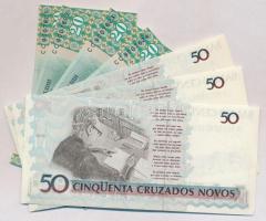 Vegyes: Brazília 1990. 50C "50 Cruzeiros" felülbélyegzéssel (3x) sorszámkövetők + Tádzsiki...