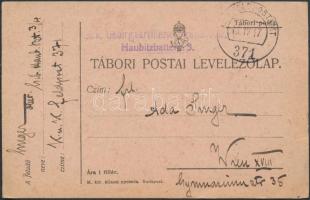 1917 Tábori posta levelezőlap / Field cover K.u.k. Gebirgsartillerieregiment / Haubitzbatterie 3. + FP 371