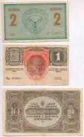 1914-1923. 6db-os vegyes magyar korona bankjegy tétel, közte 1914. 2K "C" sorszámjel T:III...
