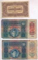 1914-1923. 6db-os vegyes magyar korona bankjegy tétel, közte 1914. 2K "C" sorszámjel T:III...