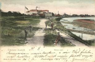 Arad, Maros part, Bloch H. nyomdája / river bank (Rb)