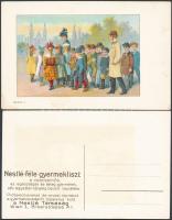 Nestlé-féle gyermekliszt, - 5 db RÉGI megíratlan litho képeslap / children's flour, advertiseme...
