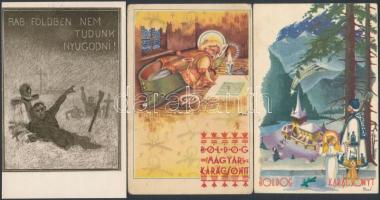 4 db RÉGI motívumos képeslap; irredenta, üdvözlő / 4 pre-1945 motive postcards; Hungarian irredenta, greeting postcards