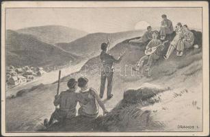 4 db RÉGI motívumos képeslap; irredenta, üdvözlő / 4 pre-1945 motive postcards; Hungarian irredenta,...