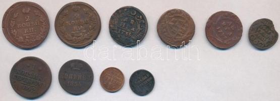 Orosz Birodalom 1735-1914. 1d-2k Cu (10x) közte hamisak is T:2-,3,3- patina, ph., ki.
Russian Empir...