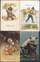 5 db RÉGI motívumos képeslap; üdvözlő, malac / 5 pre-1945 motive postcards; pigs, greeting postcards